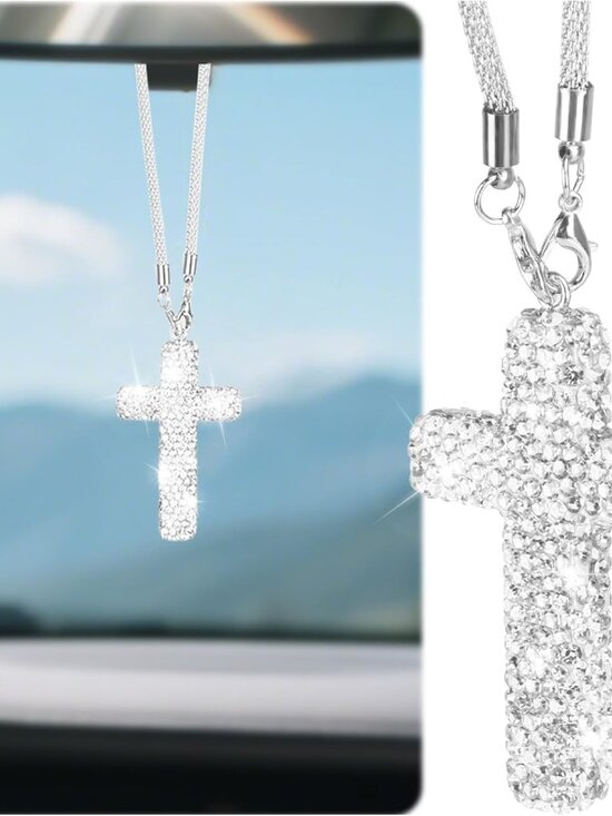 Other - Cross for Car Mirror Hanging, Silver Bling Cars Pendant Charm